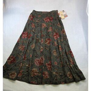 Vintage Koret Fairy Grunge Maxi Skirt 8 Green Floral Cottagecore Festival Boho